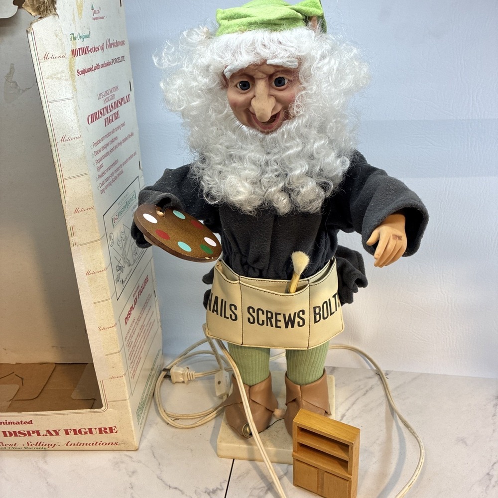 Vintage‎ Telco Motion-ette Painting Elf Figure Christmas Decoration 21" Works